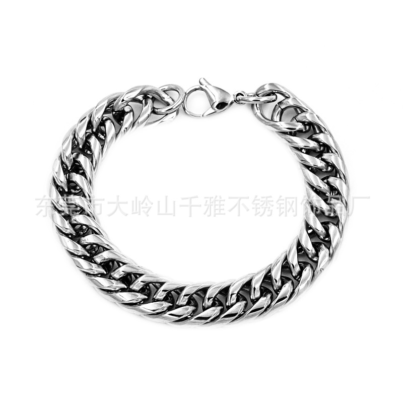 不銹鋼雙織圓磨鏈手鏈 不銹鋼雙扣橢圓磨鏈手鏈手工拋光打磨